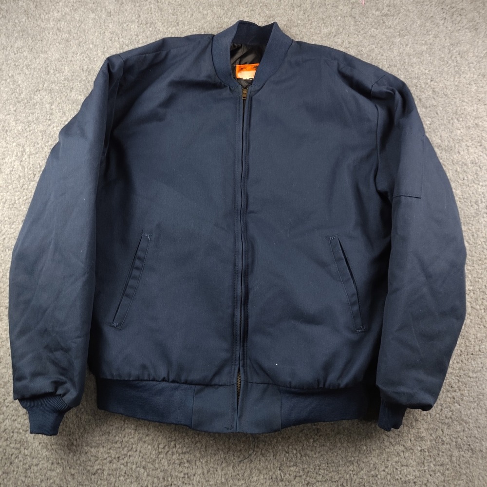 VTG 80s Red Kap Jacket Mens Medium Bomber Navy Blue Quilt Lined Talon Zip EUC